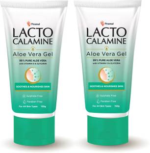 Lacto Calamine Aloe Vera Gel 99% Pure Natural,Vitamin E&Glycerin Non-Sticky Hydration Pack of 2