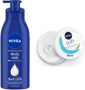 NIVEA Body Milk Nourishing Body Lotion - 400ml & Soft Light Moisturising Cream - 100ml