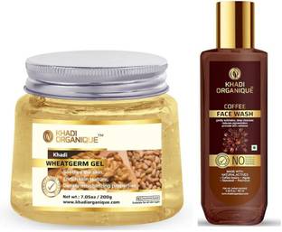 khadi ORGANIQUE Wheatgerm Gel & Coffee Face Wash : SLS & Paraben Free Natural Skincare Duo