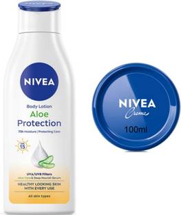 NIVEA Cream 100ml & Aloe Protection Lotion 200ml (Pack of 2)