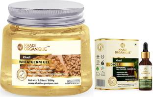 khadi ORGANIQUE Combo: Aloe Vera Gel with Wheatgerm + Jojoba Essential Oil Natural Skincare