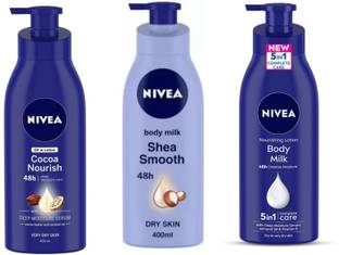 NIVEA Body Lotion 400 ML - Cocoa Nourish , Shea Smooth & Body Milk