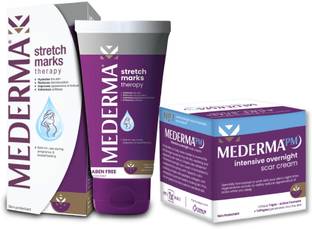 MEDERMA PM Overnight Acne Scar Removal Cream 10g & Stretch Mark Removal Therapy 50g
