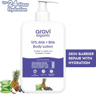 Aravi Organic 10% AHA + 1% BHA Body Lotion - Treats Strawberry Legs & Bumpy Skin With Ceramide