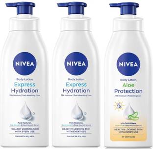NIVEA BODY LOTION 400 ML - EXPRESS HYDRATION QTY 2 & ALOE PROTECTION QTY 1