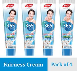 Evani Yurveda 365 Day White Glow Cream, Enriched with Milk Almond (Pack of 4) 160g