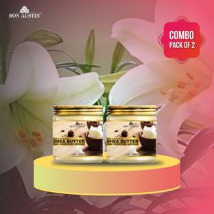 Bon Austin Natural Shea Butter - RAW, UNREFINED & AFRICAN- For Moisturization of Body and Skin Combo Pack 2 Jars of 100 gms (200 gms)