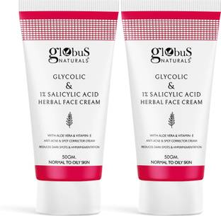 Globus Naturals Glycolic & 1% Salicylic Acid Herbal Anti Acne Face Cream, Set of 2
