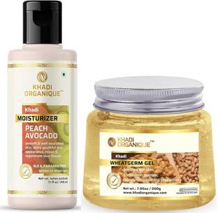 khadi ORGANIQUE Wheatgerm Gel & Peach Avocado Moisturizer Duo | Nourishing Skincare