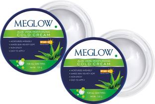 meglow Aloe Vera Moisturizing Cold Cream for Dry Skin , Pack of 2 (125g Each)