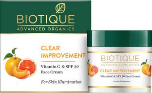 BIOTIQUE Advanced Organics Clear Improvement Vitamin C & Spf 30 Face Cream 50Gm