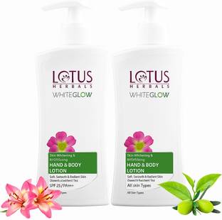 LOTUS HERBALS WhiteGlow Skin Whitening & Brightening Hand & Body Lotion SPF-25 I PA+++