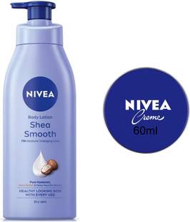 NIVEA Cream 60ml & Shea Smooth Body Lotion 400ml (Pack of 2)
