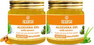 NEWISH Aloe vera Gel With 100% Pure Turmeric For Skin, Hair And Body