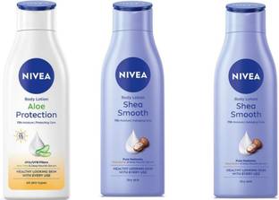NIVEA 1 Aloe Protection 75ml & 2 Smooth Milk 75ml Cocoa Nourish Lotion