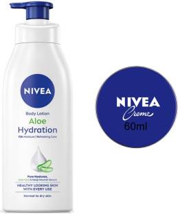 NIVEA Aloe Hydration 400ml Blue creme 60ml Set of 2