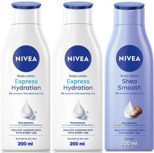NIVEA BODY LOTION 200 ML - EXPRESS HYDRATION 2 PCS & SHEA SMOOTH 1 PCS