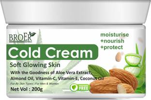 BROER Cold Cream For Dry Skin Moisturizer and Smoothing With Aloe Vera, Almond & Vit-E