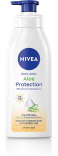 NIVEA Aloe Protection, Hydrating Moisturizer Body Lotion, Natural Aloe Vera & SPF 15