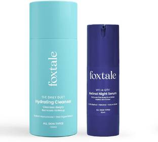 Foxtale Big Pores No More | Retinol Night Serum, 30ml Cleanser Hydrating FaceWash, 100ml