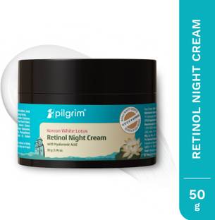 Pilgrim Retinol Night Cream with Vitamin C | Anti-ageing, Discover Youthful & Glowing Skin | For Wrinkles, Fine Lines | Dry, Acne Prone, Normal Skin | Men and Women | Korean Beauty | 50gm