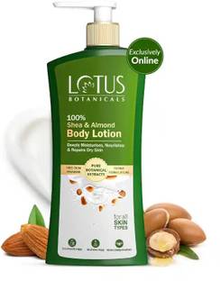 Lotus Botanicals 100% Shea & Almond Body Lotion|Smooth & Nourished Skin|Repairs Damaged Skin