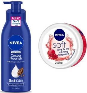NIVEA Cocoa Nourish 400ml lotion and Pomegranate 200ml Cream Set of 2pc