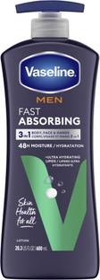 Vaseline Men Fast Absorbing Moisture 3-in-1 Body Face Hands Pump Lotion Scented (USA)