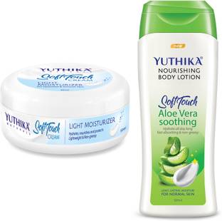 Yuthika AloeVera Body Lotion 300 ml & Soft Touch Face Cream 50 ml For All Skin Types