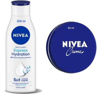 NIVEA Express Hydration Body Lotion - 200ml & Cream - 60ml (Pack of 2)