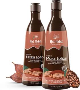 Nat Habit Malai Body Lotion Double Cocoa DermaCare For Extreme Dry Skin 48 HR Moisturizer