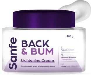 Sanfe Back & Bum Cream for Dark Spots and Body Acne, Glycolic Acid, Lactic Acid
