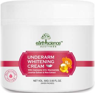 Earth Science Ayurveda Underarm Whitening Cream with Coenzyme Q10, Niacinamide, Licorice & Rice Extract