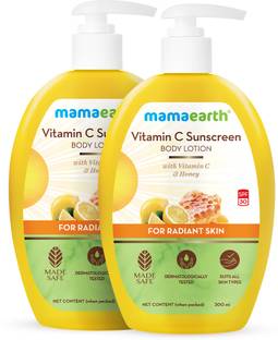 Mamaearth Vitamin C Sunscreen Body Lotion SPF 30 - 300 ml (Pack of 2)