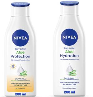 NIVEA ALOE PROTECTION BODY LOTION 200 ML & ALOE HYDRATION BODY LOTION 200 ML