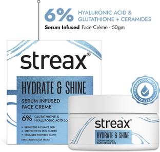 Streax Hydrate & Shine Serum Infused Face Cream Gel,6% Glutathione, 50 gm