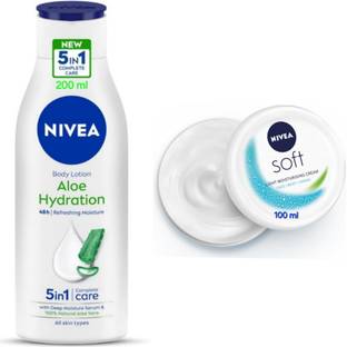 NIVEA Aloe Hydration Body Lotion - 200ml & Soft Light Moisturizing Cream - 100ml