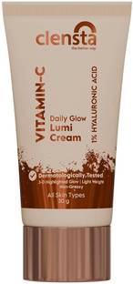 Clensta Vitamin C Daily Glow Lumi Cream with 1% Hyaluronic Acid for 3D Highlighted Glow