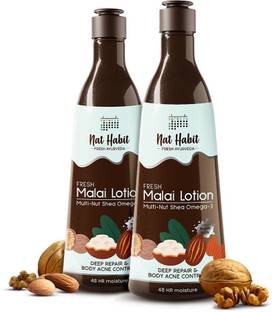 Nat Habit Malai Body Lotion Moisturizer Multi-Nut Shea Omega 3 For Hydration| Body Acne