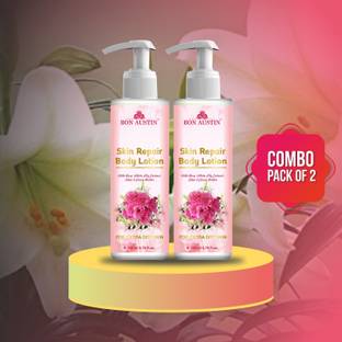 Bon Austin Premium Rose ,White Lily Body Lotion with Shea Butter, Moisturising Cream - For Dry Winter Skin with Moisturising Cream Combo Pack Of 2, 200ml (400ml)