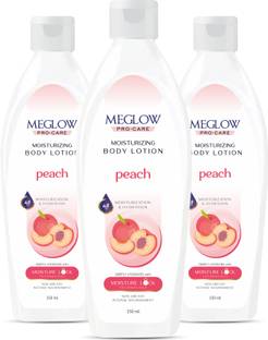 meglow Peach Body Lotion with 48 Hour Hydration & Intense Moisture for Dry, Rough Skin