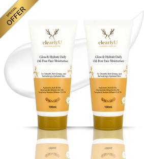 clearlyU Glow & Hydrate Oil-Free Face Moisturiser for Oily Skin, 100+100ML (200ML)