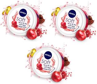 Nivea Men Women Soft Moisturizing Cream with Pomegranate Extract Smooth Skin (PACK OF 3)
