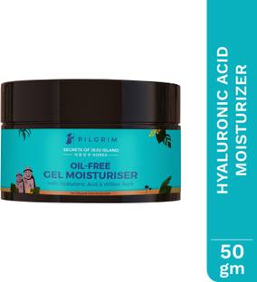 Pilgrim Oil-free Gel Moisturiser with Hyaluronic Acid & Willow Bark Extracts | Suitable for Oily & Acne-Prone Skin Types | Minimizes Pores, Fades Blemishes | Men & Women | Korean Skin Care | 50gm