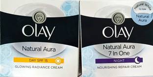 OLAY natural Aura day cream spf-15 50g + natural Aura 7 in One night cream 50g