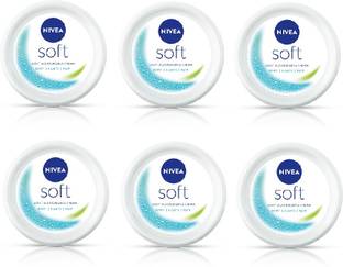 Nivea Men Women Soft Moisturizing Cream for Face, Body & Hands with Vitamin E (PACK OF 6)