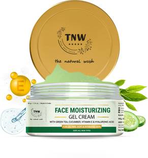 TNW - The Natural Wash FACE MOISTURIZING GEL CREAM WITH GREEN TEA, CUCUMBER , VITAMIN E & HYALURONIC ACID FOR OIL FREE,SOFT & HYDRATED SKIN | SUITS ALL SKIN TYPES