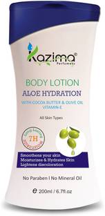 Kazima Aloe Hydration BODY LOTION (200ML) with Cocoa Butter & Olive Oil Vitamins E For Smoothens your skin Moisturizes