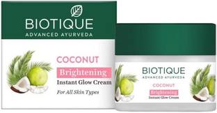 BIOTIQUE Coconut Brightening Instant Glow| Lightweight Face Cream| All Skin Types