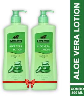 Pure Roots Herbals Aloe Vera Body Lotion For Men & Women - Pack of 2 ( 400ml * 2 )